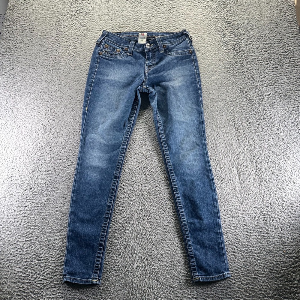 Vintage True Religion Jeans Womens 28x30 Blue Cotton Denim Skinny Stretch USA